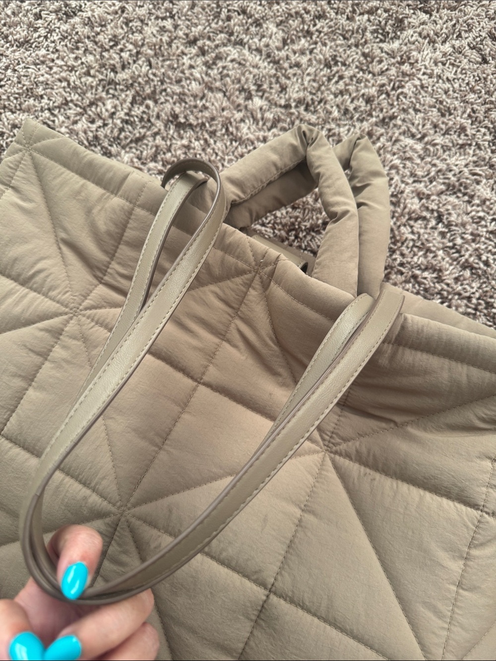 a new day Quilted Tote in Taupe Beige